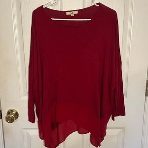 red flowy top